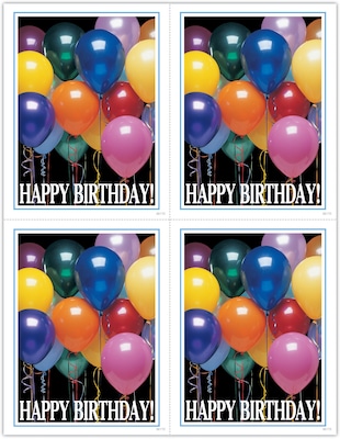 Generic Postcards; for Laser Printer; Happy Birthday Balloons, 100/Pk