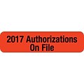 Patient Record Labels; 2017 Authorizations on File, Red, 0.312 x 1.25, 500 Labels