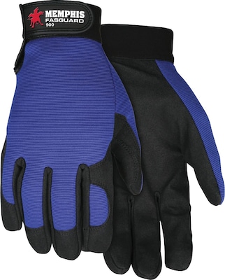 Memphis Gloves® Fasguard™ Clarino® Synthetic Leather Palm Multi-Task Gloves, Blue/Black, Large