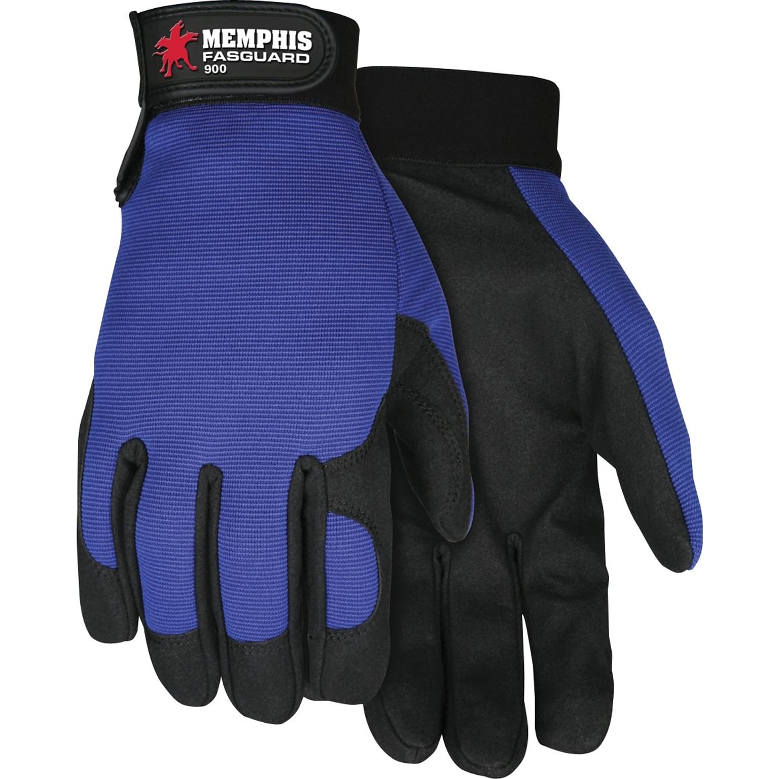 Memphis Gloves® Fasguard™ Clarino® Synthetic Leather Palm Multi-Task Gloves, Blue/Black, Large