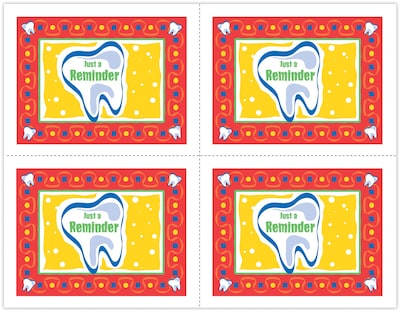 Graphic Image Postcards; for Laser Printer; Large Tooth, Reminder, 100/Pk