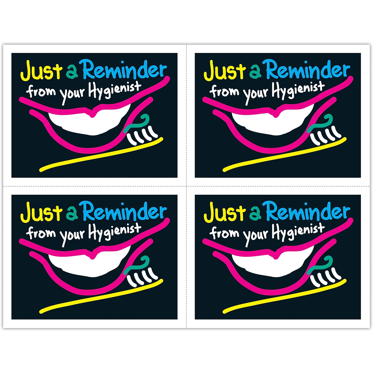 Hygienist Postcards; for Laser Printer; Large Smile, 100/Pk