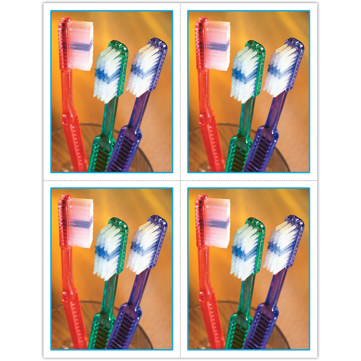 Graphic Image Postcards; for Laser Printer; Toothbrushes in Glass, 100/Pk