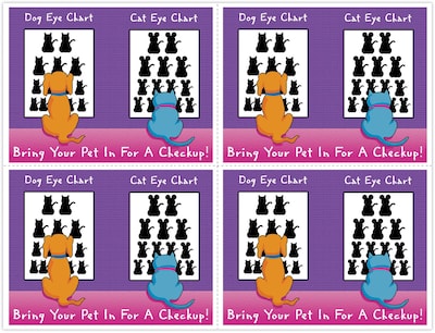 Humorous Postcards; for Laser Printer; Dog-Cat Eyechart, 100/Pk