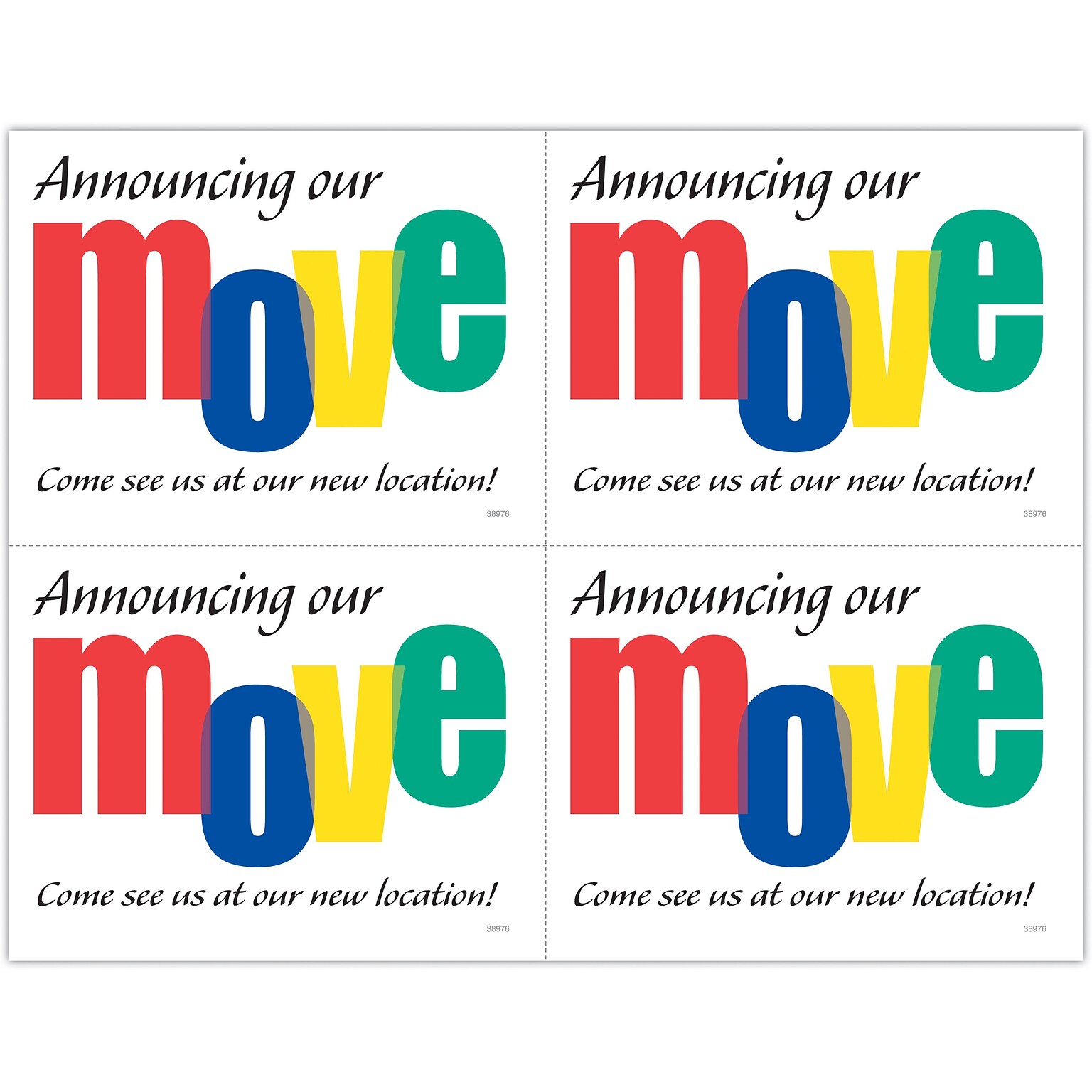 Generic Laser Postcards, Announcing Our Move, 100/Pk