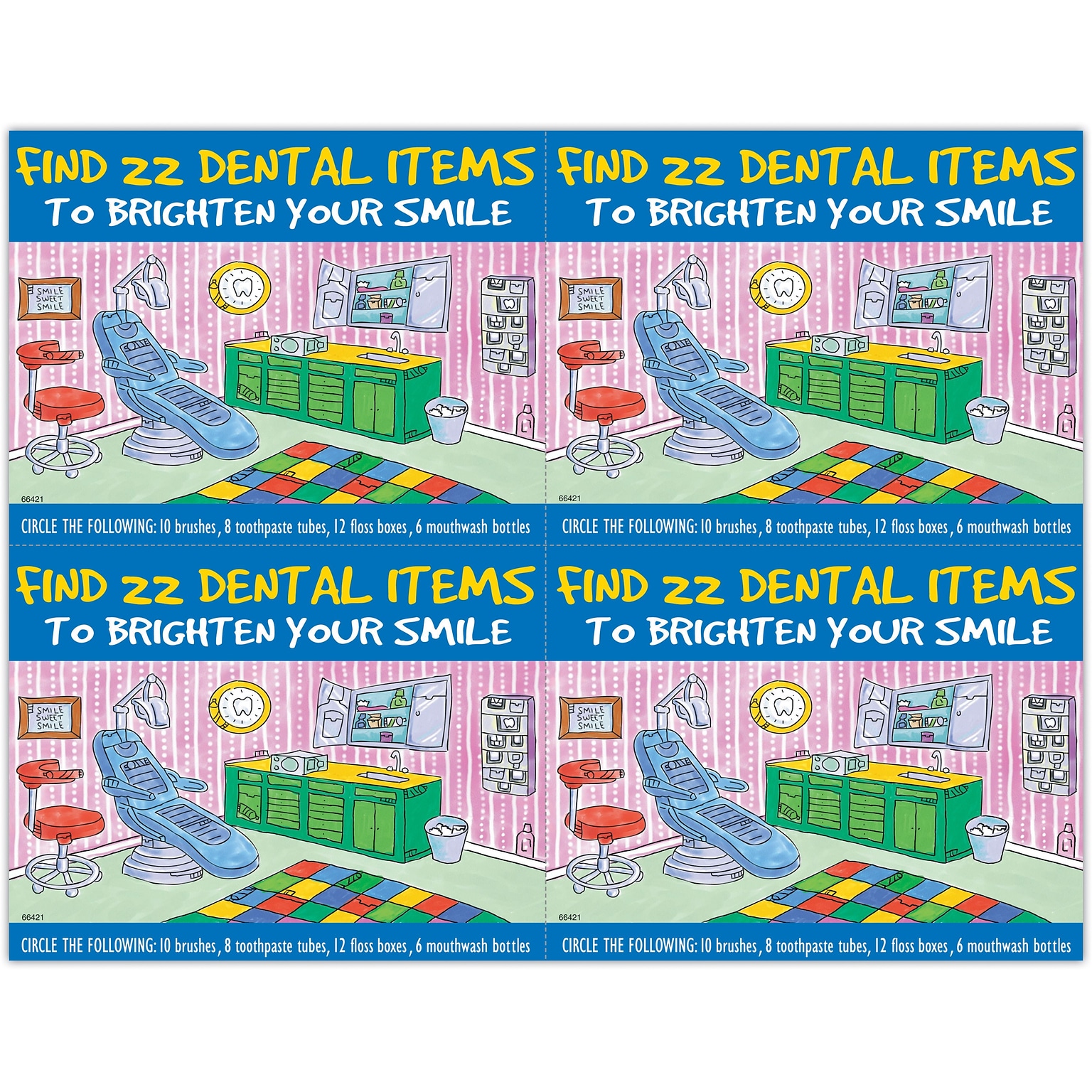Patient Interactive Postcards; for Laser Printer; Find 22 Dental Items, 100/Pk