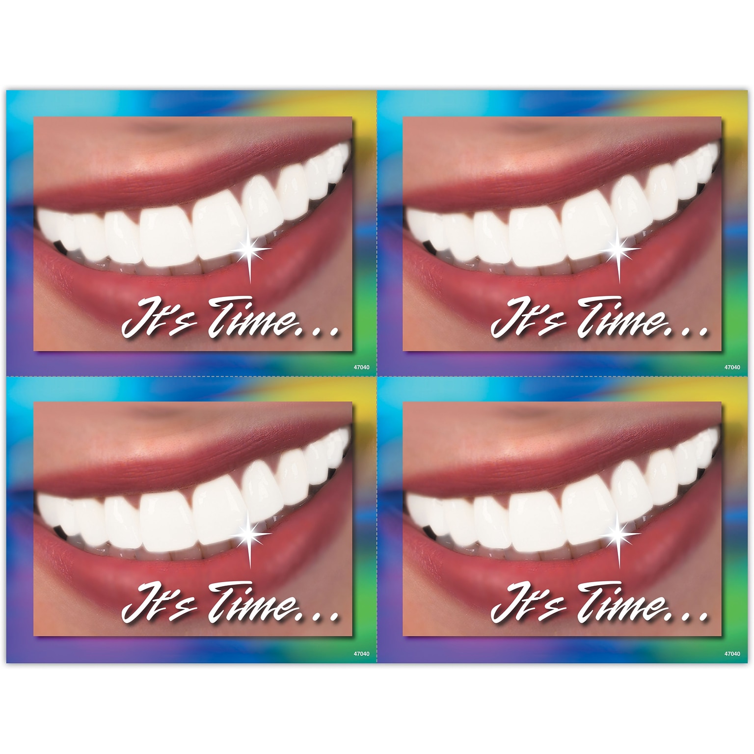 Cosmetic Dentistry Postcards; for Laser Printer; Its Time...Smile Deluxe, 100/Pk