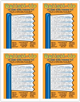 Patient Interactive Postcards; for Laser Printer; Toothbrush WordFind, 100/Pk