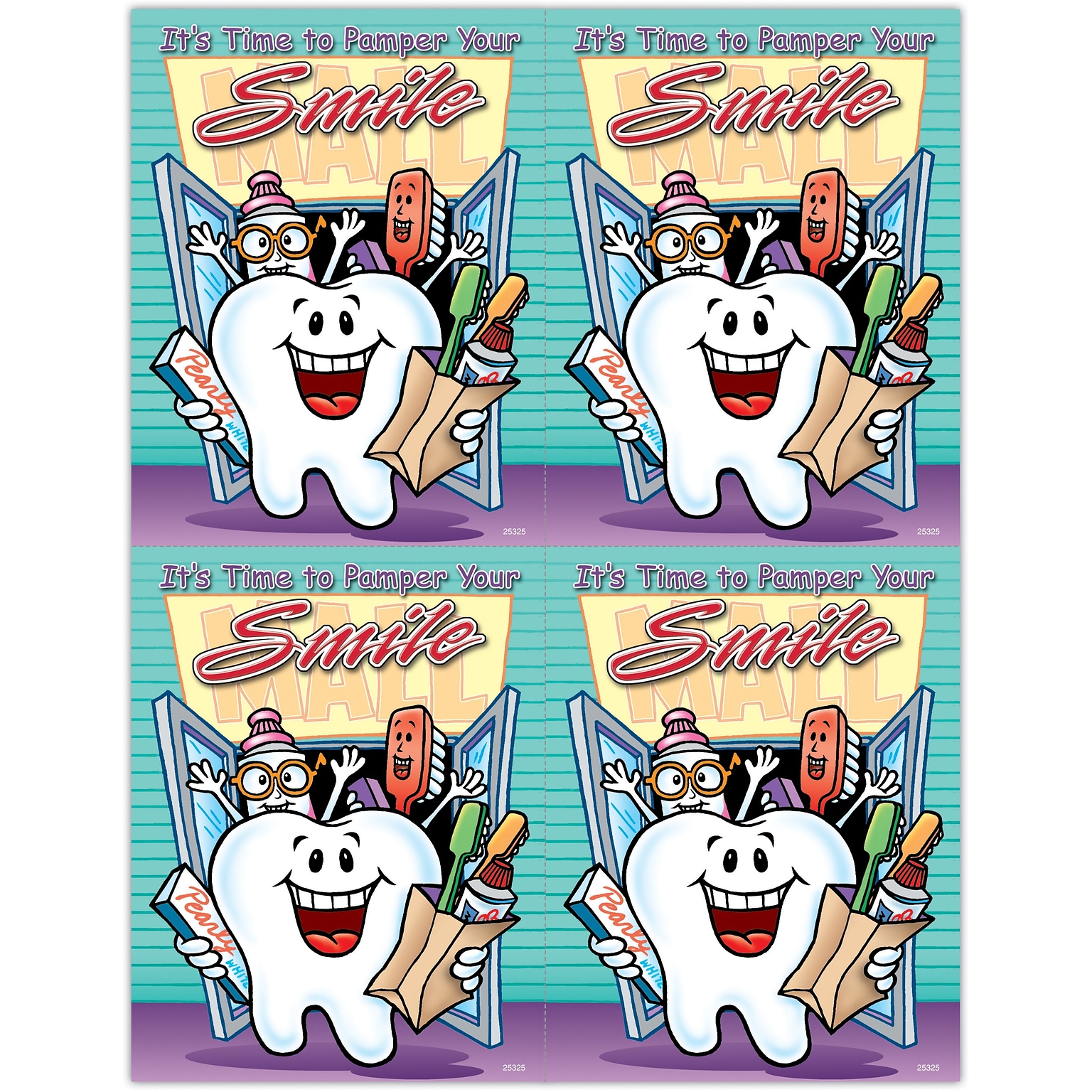 Smile Team™ Postcards; for Laser Printer; Time to Pamper Smile, 100/Pk