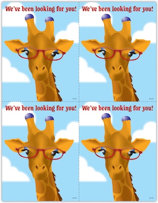 Humorous Recycled Postcards; for Laser Printer; Giraffe Glasses, 100/Pk