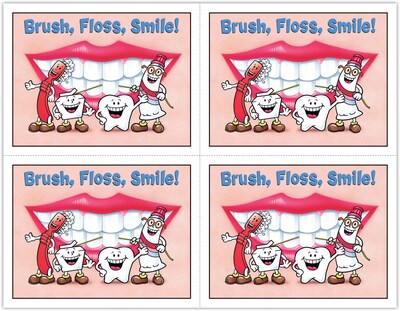 Smile Team™ Postcards; for Laser Printer; Brush, Floss, Smile, 100/Pk