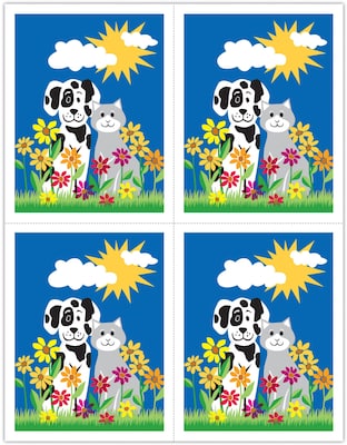 Graphic Image Postcards; for Laser Printer; Dog and Cat in Daisies, 100/Pk