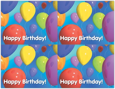 Generic Postcards; for Laser Printer; Many Balloons Birthday, 100/Pk