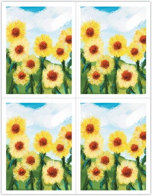 Generic Postcards; for Laser Printer; Watercolor Flower, 100/Pk