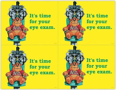 Eye Care Laser Postcards; Bear In Exam Chair, 100/Pk