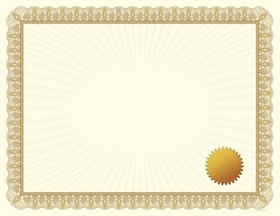 Great Papers! Metallic Gold Border Certificate with Seals, 25/Pack
