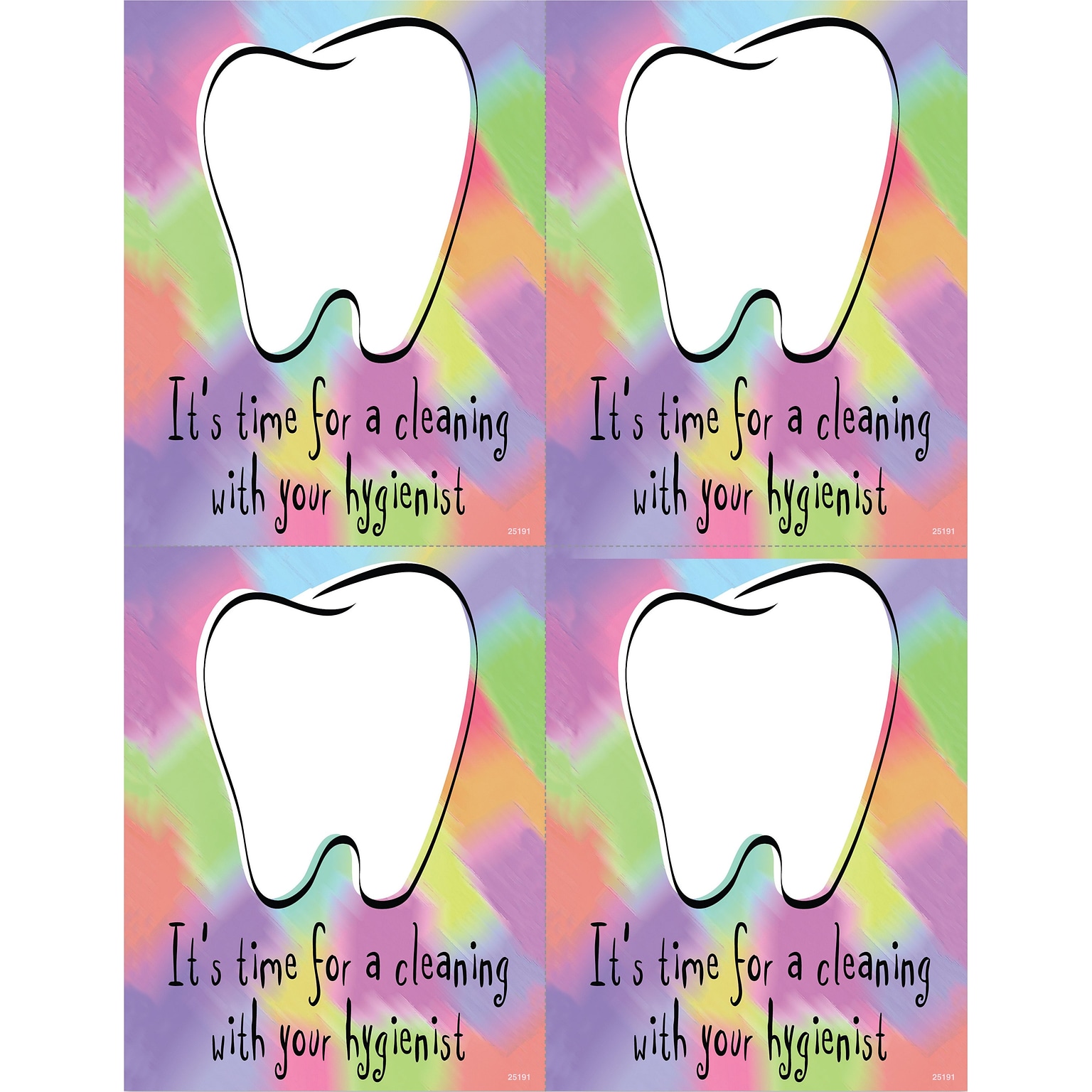 Hygienist Postcards; for Laser Printer; Time for a Cleaning, 100/Pk