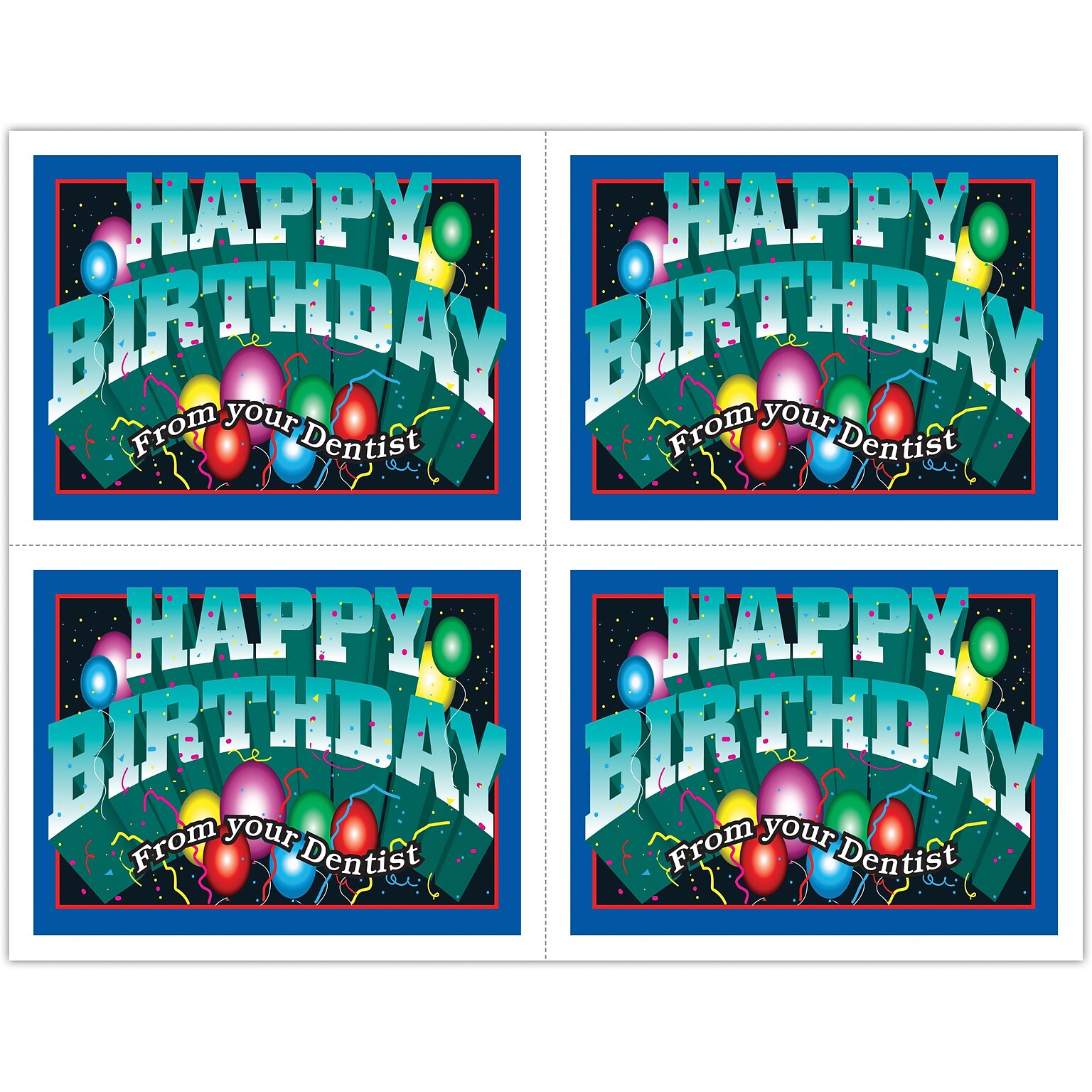 Graphic Image Postcards; for Laser Printer; Happy Birthday, Balloons, 100/Pk