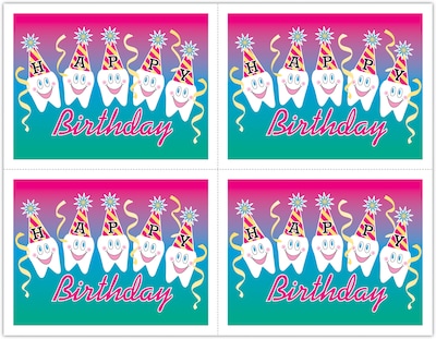 Humorous Postcards; for Laser Printer; Happy Birthday Teeth, 100/Pk