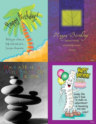 Chiropractic Assorted Postcards; for Laser Printer; Happy Birthday, 100/Pk