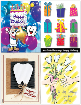 Graphic Image Assorted Postcards; for Laser Printer; Happy Birthday from Dentist, 100/Pk