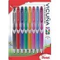 Pentel® Vicuna® Retractable Advanced Ink Ballpoint Pens, Fine Point, Assorted Colors, 8/Pack
