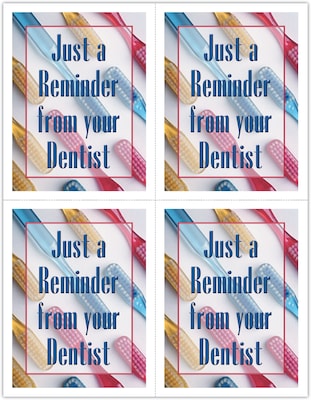 Graphic Image Postcards; for Laser Printer; Toothbrushes/Reminder, 100/Pk