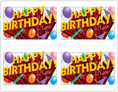 Generic Postcards; for Laser Printer; Happy Birthday Confetti, 100/Pk