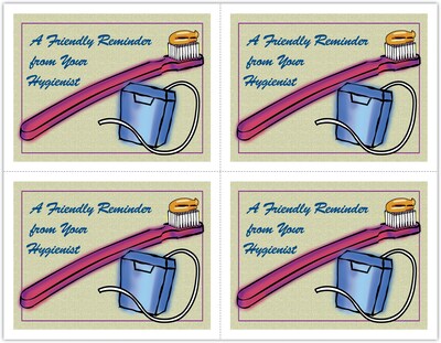 Hygienist Postcards; for Laser Printer; Reminder Brush Floss, 100/Pk