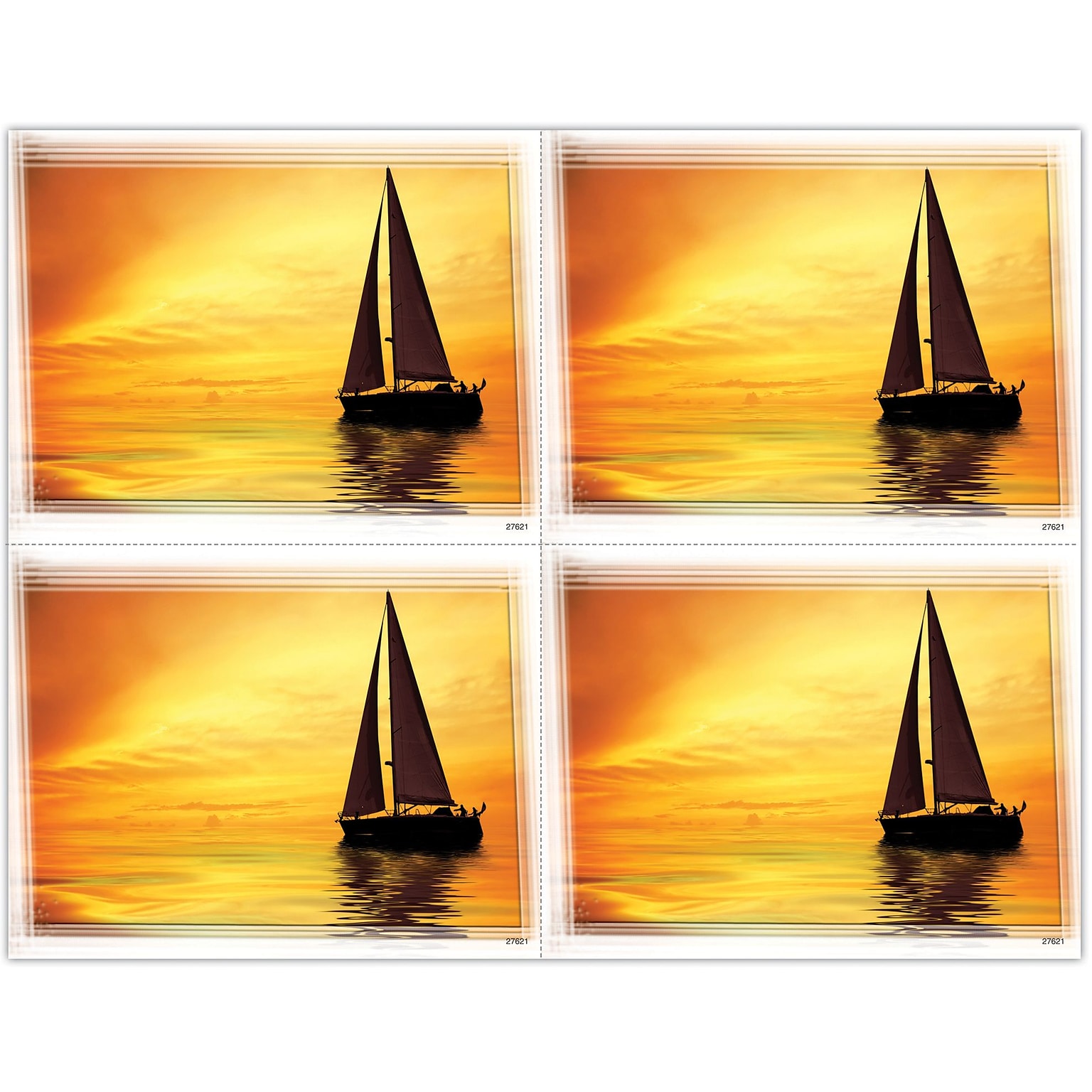 Scenic Postcards; for Laser Printer; Scenic Boat Sunset, 100/Pk