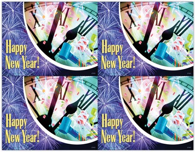 Graphic Image Postcards; for Laser Printer; Holiday Series, New Year, 100/Pk
