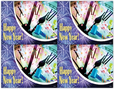 Graphic Image Postcards; for Laser Printer; Holiday Series, New Year, 100/Pk