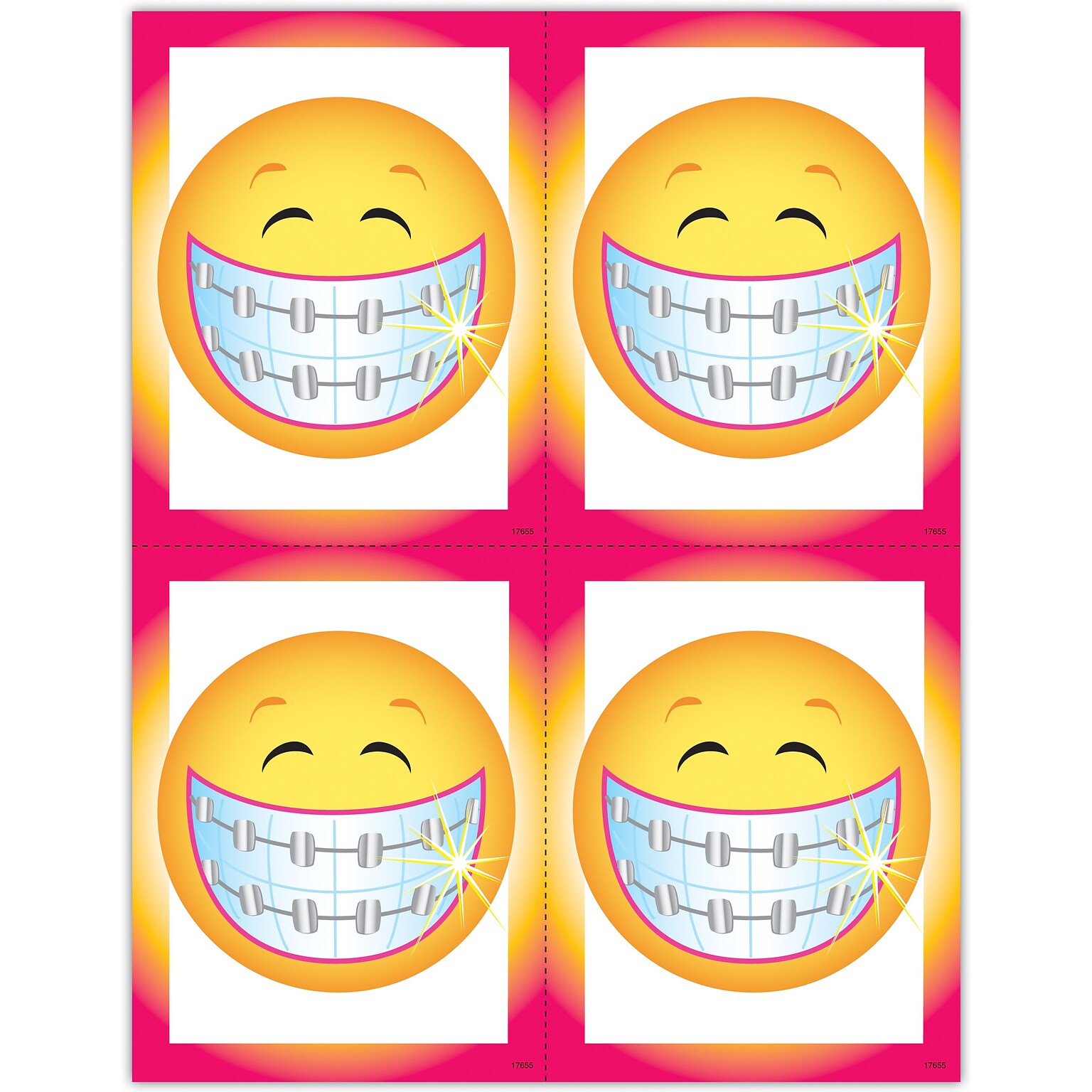 Orthodontia Postcards; for Laser Printer; Smiley Face with Braces, 100/Pk