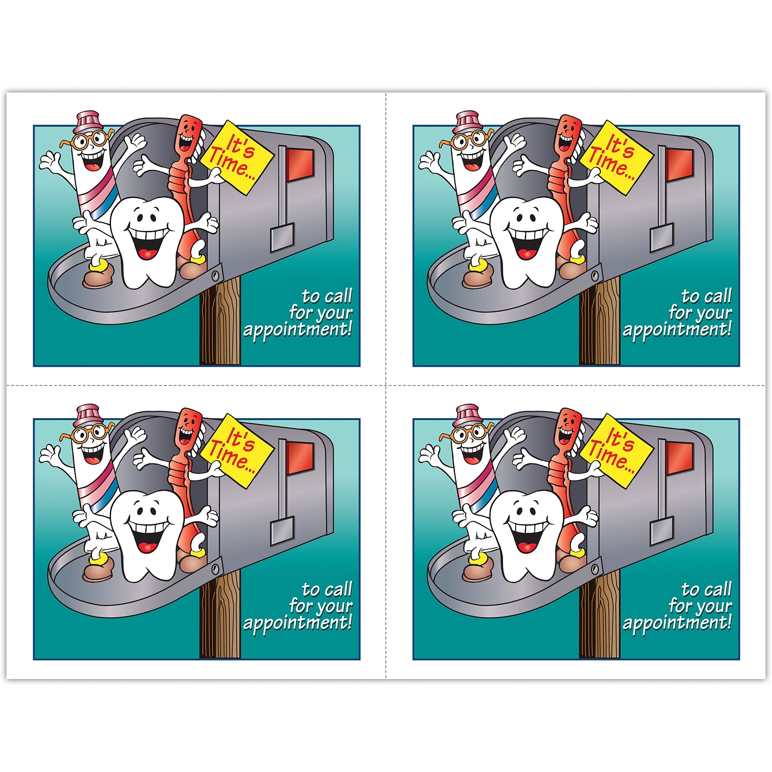 Smile Team™ Postcards; for Laser Printer; Smile Team Mailbox, 100/Pk