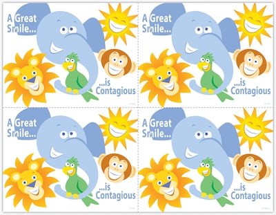 Graphic Image Laser Postcards, Zoo Animals, Smile Contagious, 100/Pk