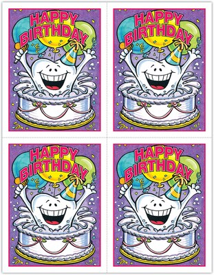 Smile Team™ Laser Postcards, Tooth in Cake, 100/Pk