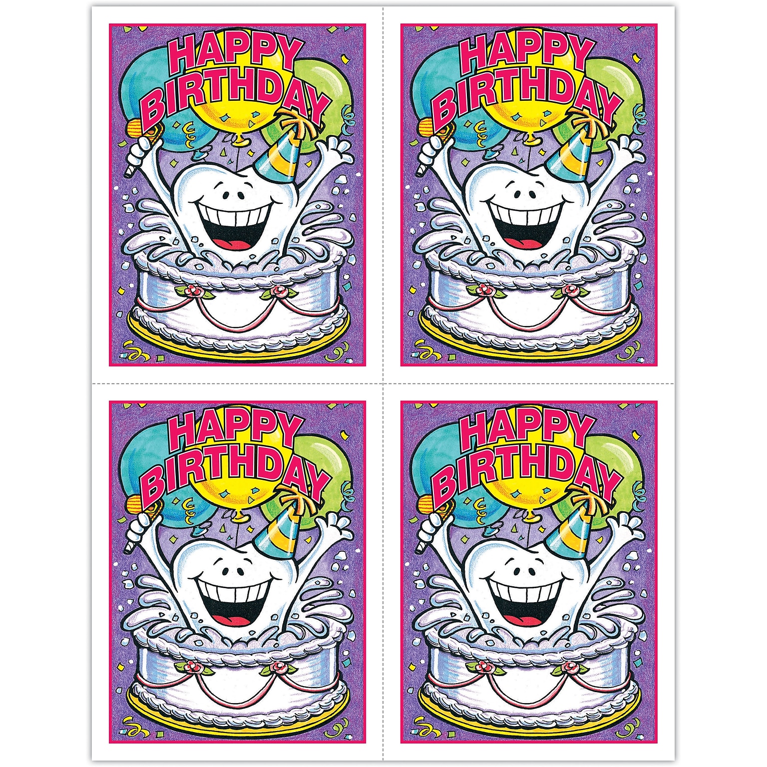 Smile Team™ Laser Postcards, Tooth in Cake, 100/Pk