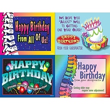 Chiropractic Assorted Postcards; for Laser Printer; Happy Birthday From Your Chiropractor, 100/Pk