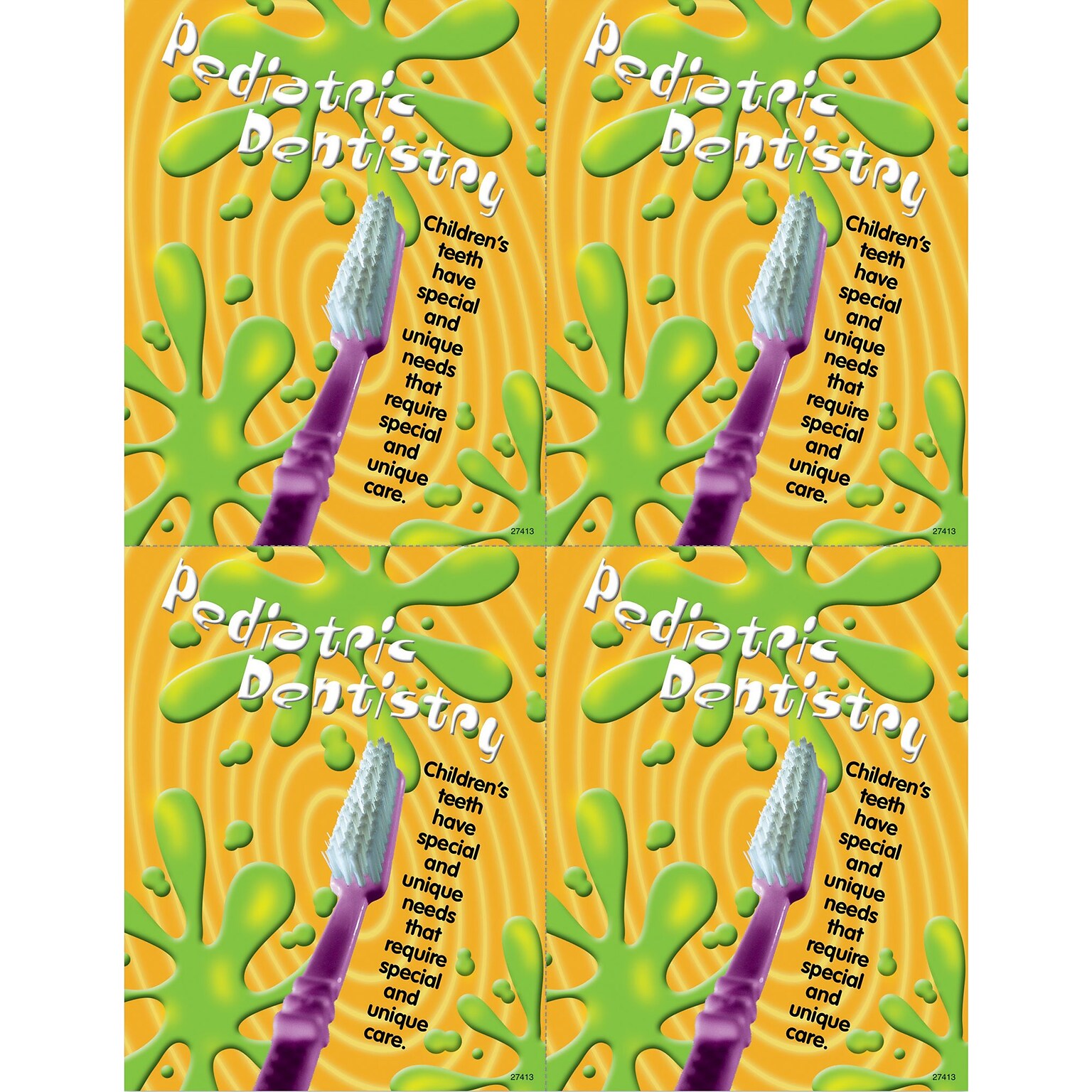 Pediatric Dentistry Postcards; for Laser Printer; Green Splash, 100/Pk