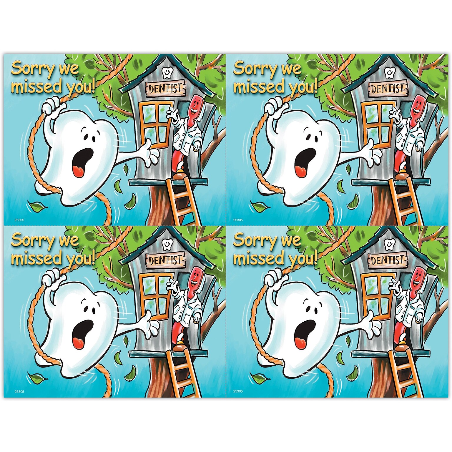 Smile Team™ Postcards; for Laser Printer; Tooth Swinging, 100/Pk