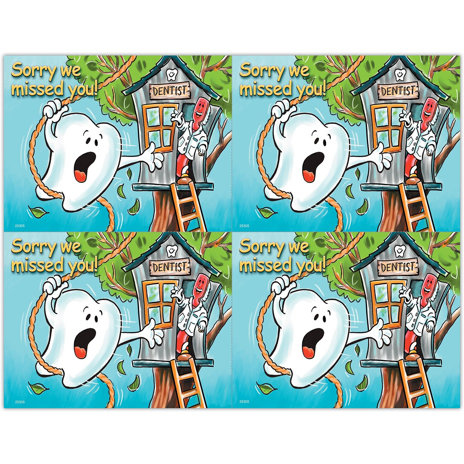 Smile Team™ Postcards; for Laser Printer; Tooth Swinging, 100/Pk