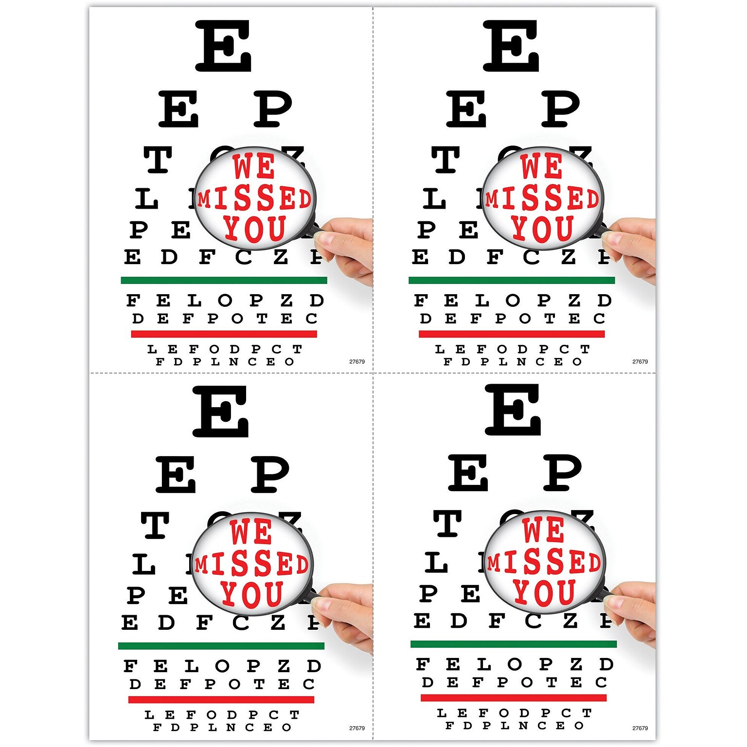 Graphic Image Postcards; for Laser Printer; Eye Chart Magnify, 100/Pk