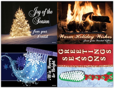Dental Assorted Postcards; for Laser Printer; Merry & Bright, 100/Pk