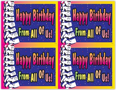 Chiropractic Laser Postcard; for Laser Printer; Birthday “From All Of Us”, 100/Pk
