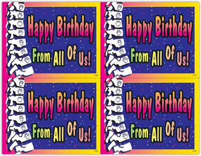 Chiropractic Laser Postcard; for Laser Printer; Birthday “From All Of Us”, 100/Pk