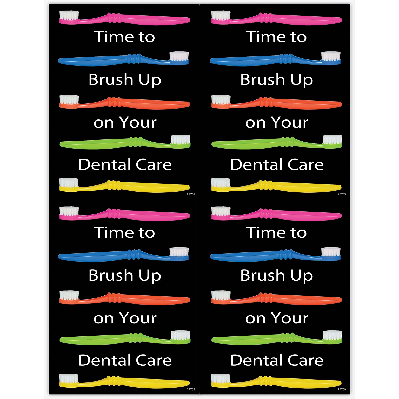 Graphic Image Postcards; for Laser Printer; Time to Brush Up, Neon Toothbrush, 100/Pk