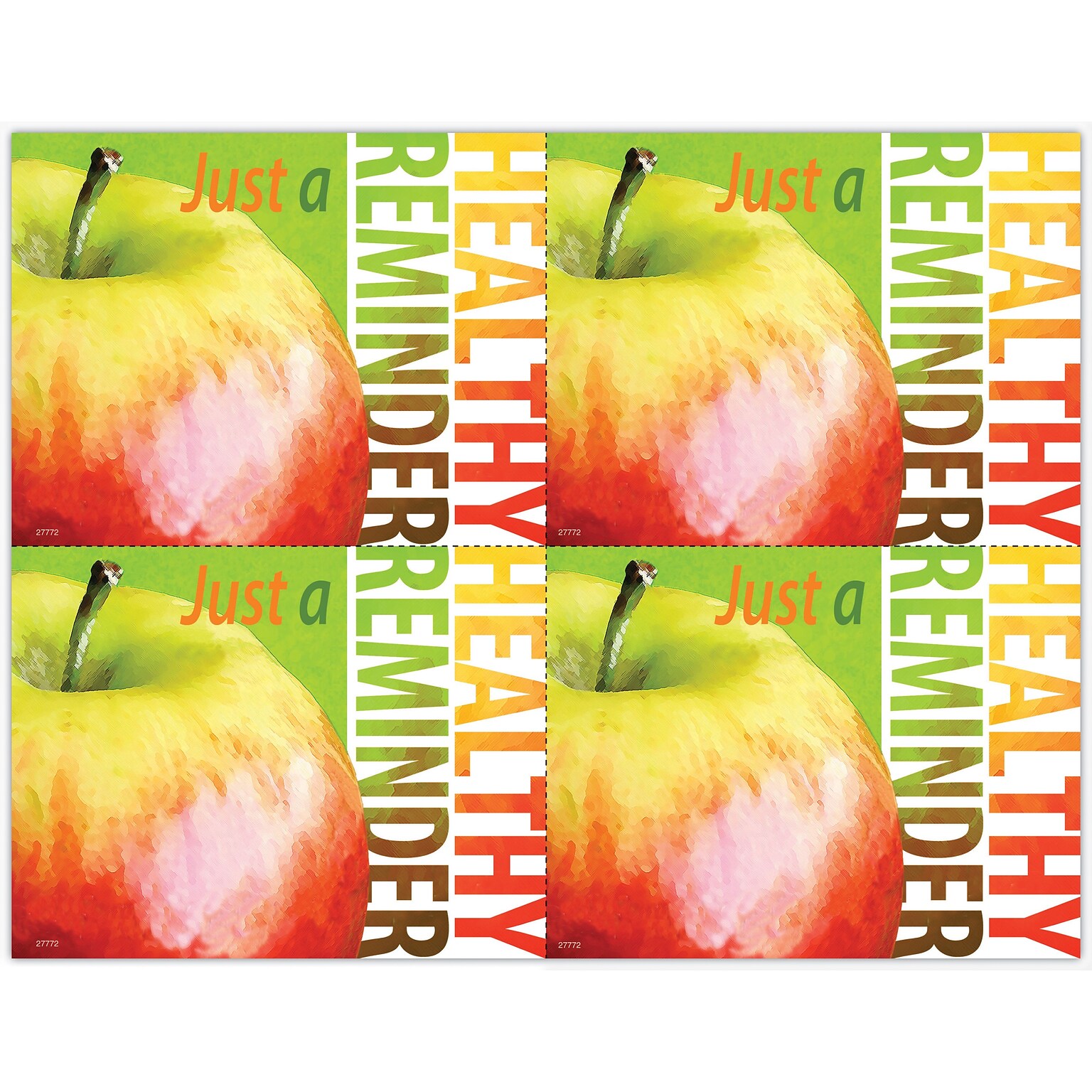 Graphic Image Postcards; for Laser Printer; Apple, Healthy Reminder, 100/Pk