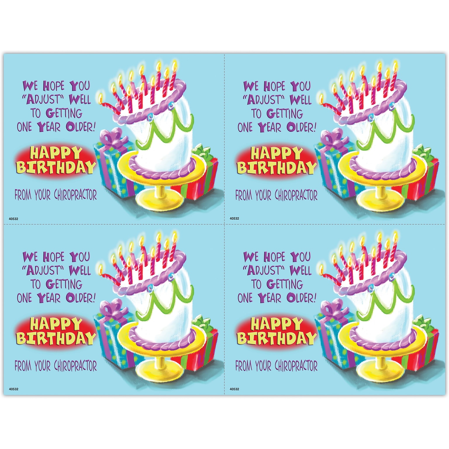 Humorous Postcards; for Laser Printer; Cartoon Cake with Presents, 100/Pk