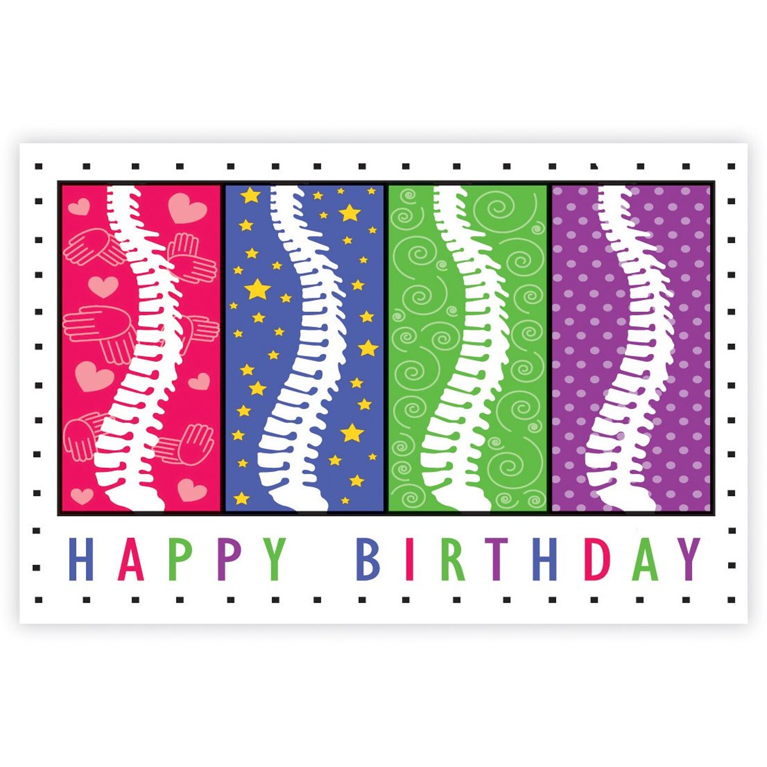 Chiropractic Postcards; for Laser Printer; Birthday Spines, 100/Pk
