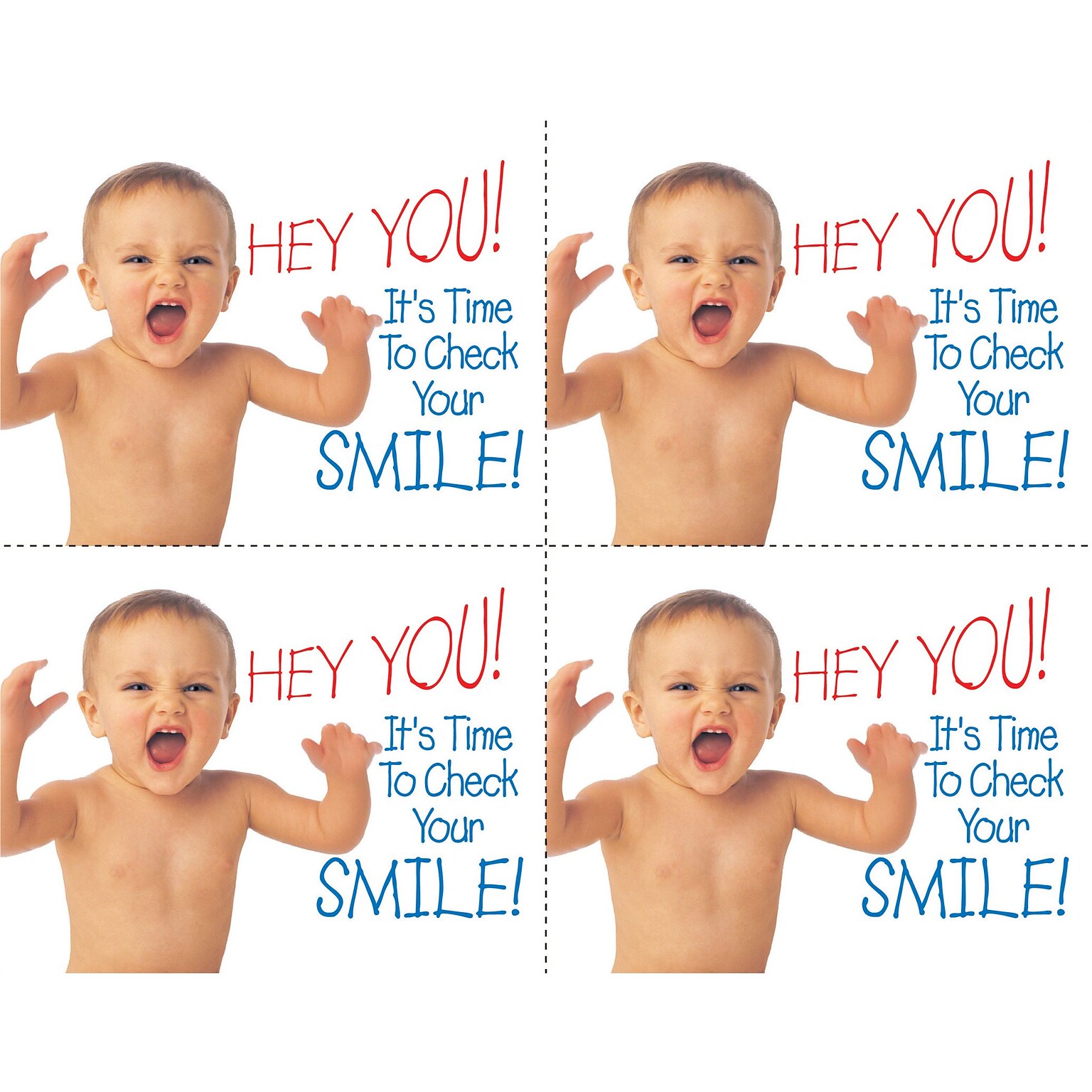 Medical Arts Press® Dental Postcards; for Laser Printer; Hey You! Smile Baby, 100/Pk